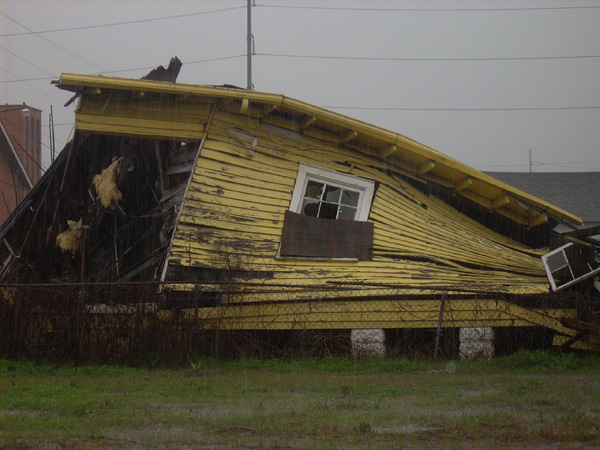 A house in the Lower 9th Ward of New Orleans in the aftermath of Hurricane Katrina.