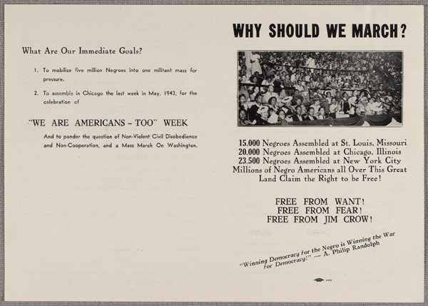 Flyer for March on Washington Movement, 1941 (Slide 1).