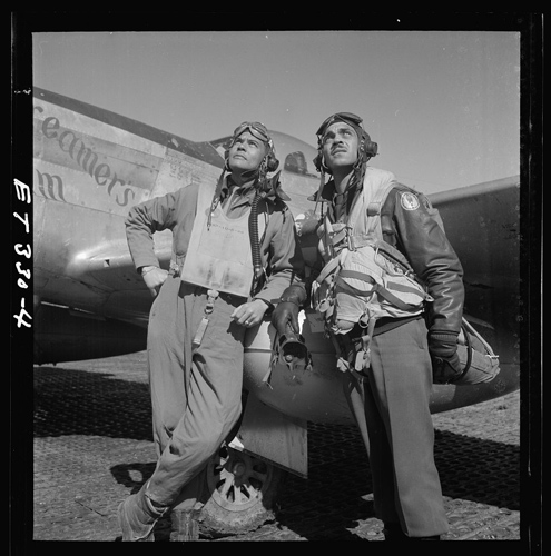 Colonel Benjamin O. Davis, Jr. and Edward Gleed of the Tuskegee Airmen, March 1945.