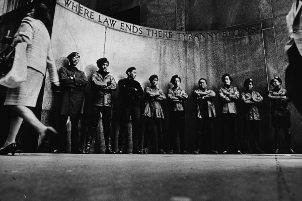 Members of the Black Panther Party demonstrating outside a New York City courthouse, April 11, 1969.