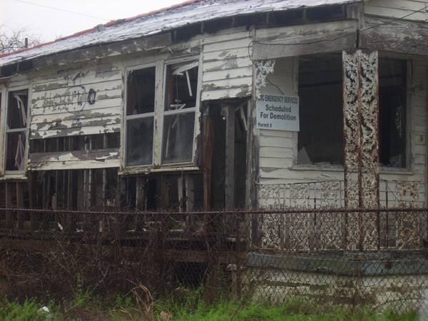 A House in New Orleans, Louisiana Destroyed by Hurricane Katrina.