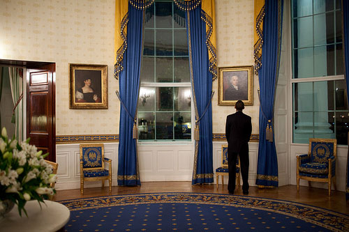 President Barack Obama in the Blue Room, 2/9/09.