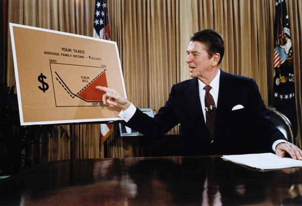 Reagan gives a televised address, July 1981.